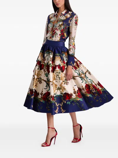 Alice And Olivia Nilda Voluminous Skirt In Blue