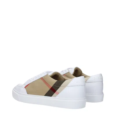 Burberry Leather Sneaker With House Check Motif In White