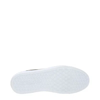 Burberry Leather Sneaker With House Check Motif In White