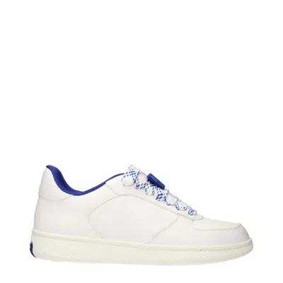 Burberry Women's Sneakers White Leather/electric Blue In White