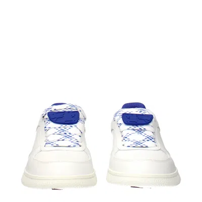 Burberry Women's Sneakers White Leather/electric Blue In White