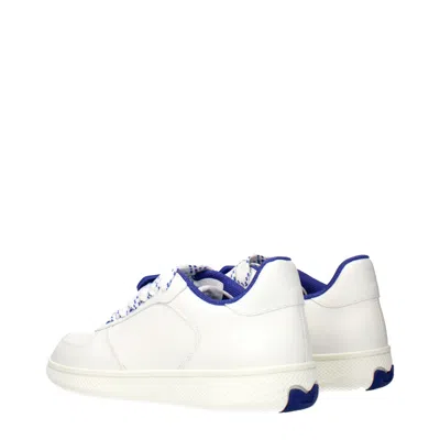 Burberry Women's Sneakers White Leather/electric Blue In White