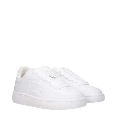 Burberry Low-top Sneakers In Box Leather In White