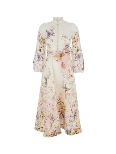 Zimmermann Rebellion Linen Long Dress In Neutral