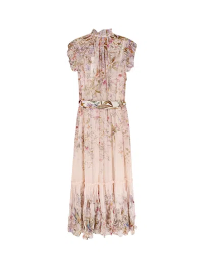 Zimmermann Rebellion Flutter Viscose Dress In Neutral