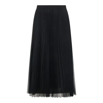 Fabiana Filippi Sheer Midi Skirt Pleats Elastic Waistband In Black