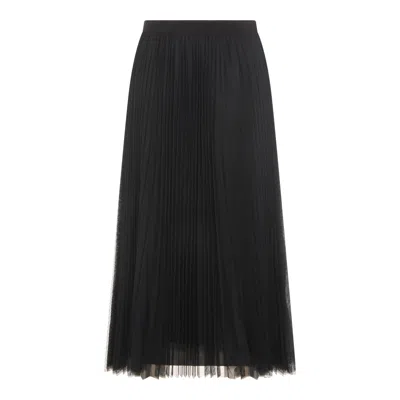 Fabiana Filippi Sheer Midi Skirt Pleats Elastic Waistband In Black