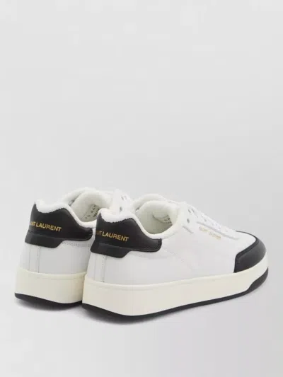 Saint Laurent White And Black Leather Sneakers In Multi