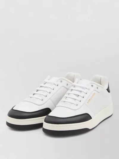 Saint Laurent White And Black Leather Sneakers In Multi