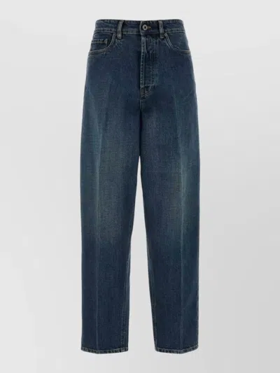 Miu Miu Denim Trousers Belt Loops Front And Back Pockets In Blue