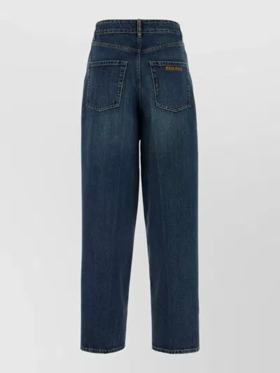 Miu Miu Denim Trousers Belt Loops Front And Back Pockets In Blue
