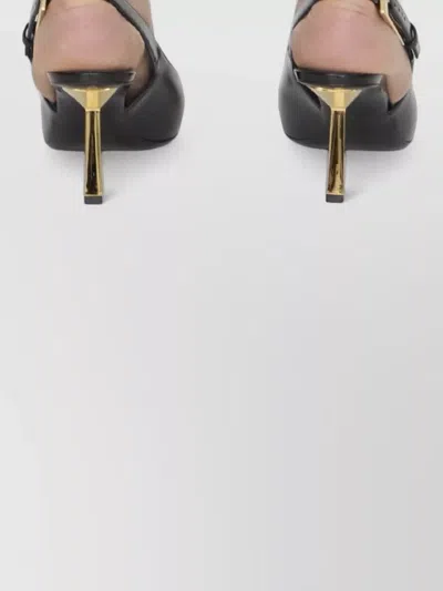 Saint Laurent Silk Midi Skirt High Waist Pockets Slit In Black