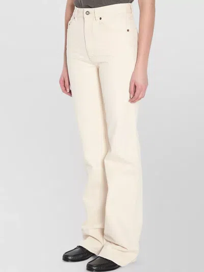 Saint Laurent 70s High Waist Bootcut Denim Trousers In White