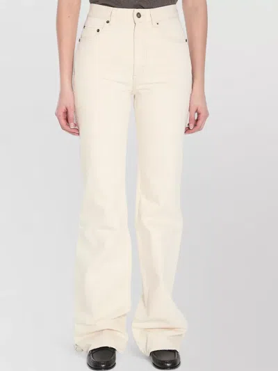Saint Laurent 70s High Waist Bootcut Denim Trousers In White