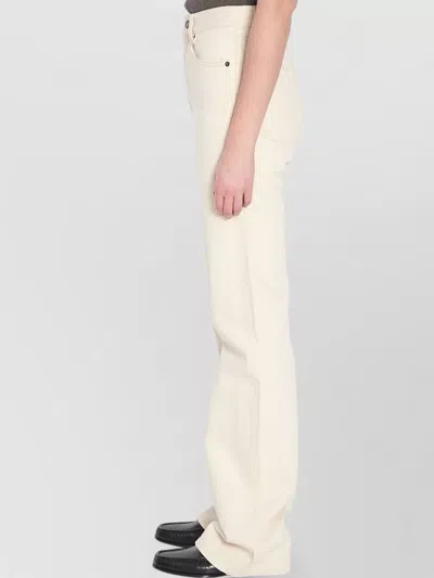 Saint Laurent 70s High Waist Bootcut Denim Trousers In White