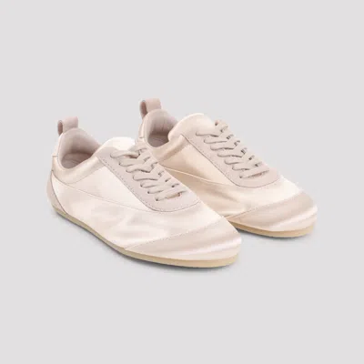 Jil Sander Etage Satin And Suede Low-top Sneakers In Neutral