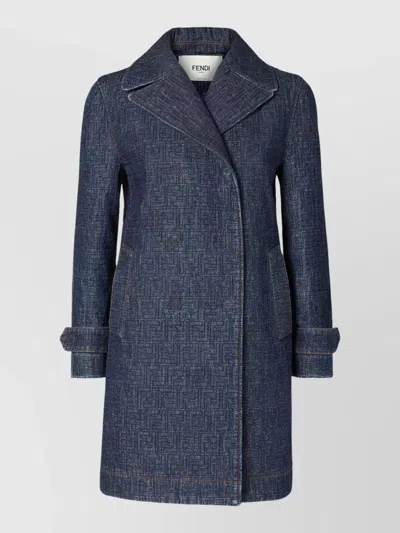 Fendi Monogram Denim Jacket In Blue