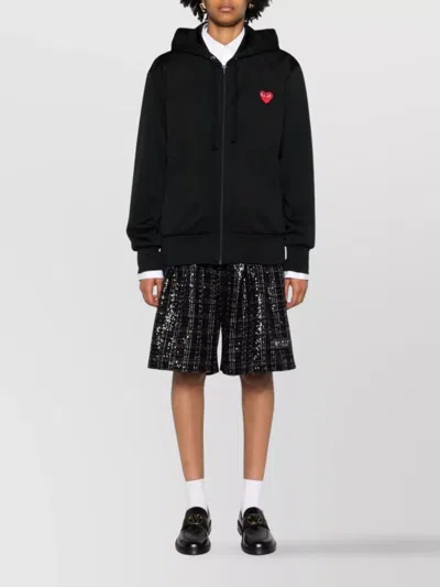 Comme Des Garçons Comme Des Garcons Logo Zipped Cotton Hoodie In Black