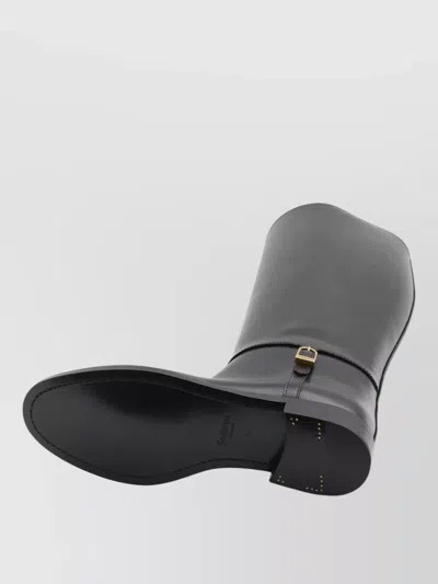 Saint Laurent Julia Buckle-embellished Leather Knee Boots In Multi