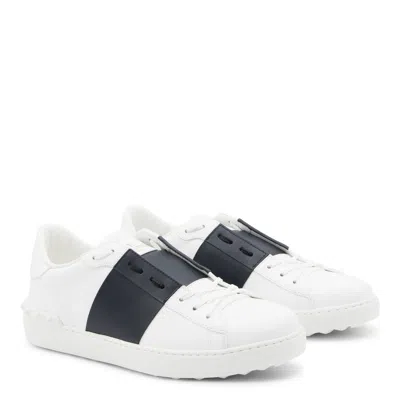 Valentino Garavani Open Leather Sneakers With Contrast Band And Stud Details Shoes In White