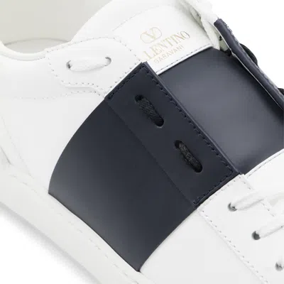 Valentino Garavani Open Leather Sneakers With Contrast Band And Stud Details Shoes In White