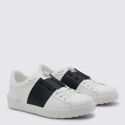 Valentino Garavani Open Leather Sneakers With Contrast Band And Stud Details Shoes In White