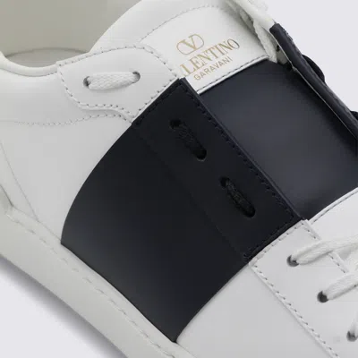 Valentino Garavani Open Leather Sneakers With Contrast Band And Stud Details Shoes In White