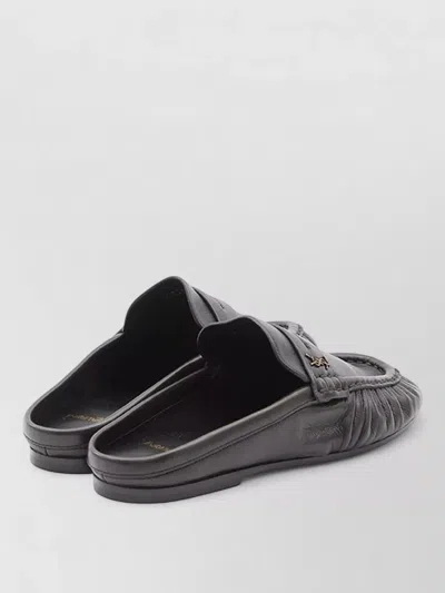 Saint Laurent Giannutri Lambskin Moccasin Mules In Gray