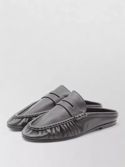 Saint Laurent Giannutri Lambskin Moccasin Mules In Gray