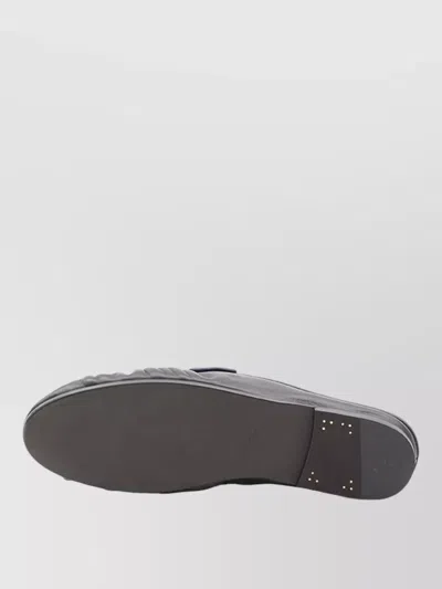 Saint Laurent Giannutri Lambskin Moccasin Mules In Gray