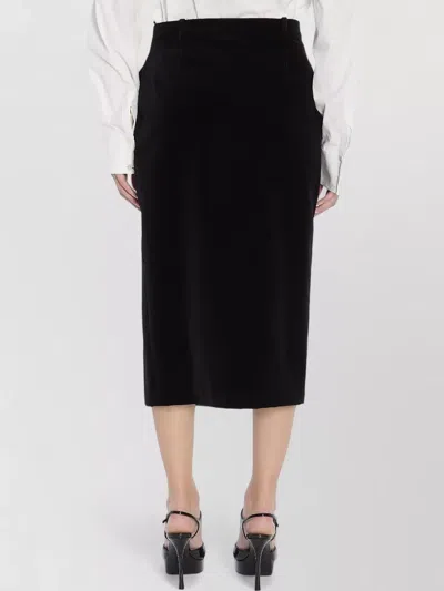 Saint Laurent Wrap-effect Cotton-velvet Midi Skirt In Black