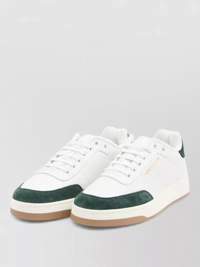 Saint Laurent Sl61 Leather Sneakers Signature Sole In Green