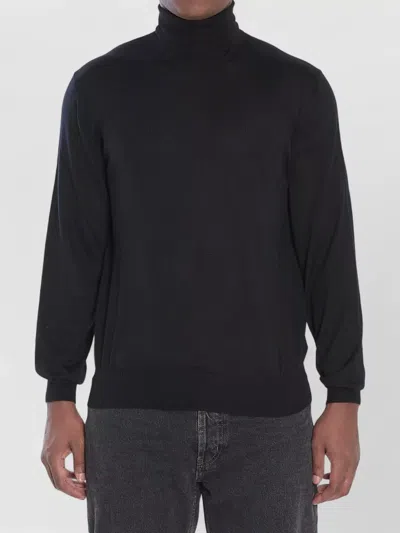 Saint Laurent Wool Turtleneck Sweater Ribbed Collar In Black