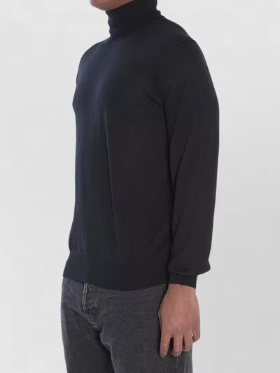 Saint Laurent Wool Turtleneck Sweater Ribbed Collar In Black