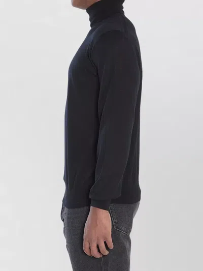 Saint Laurent Wool Turtleneck Sweater Ribbed Collar In Black