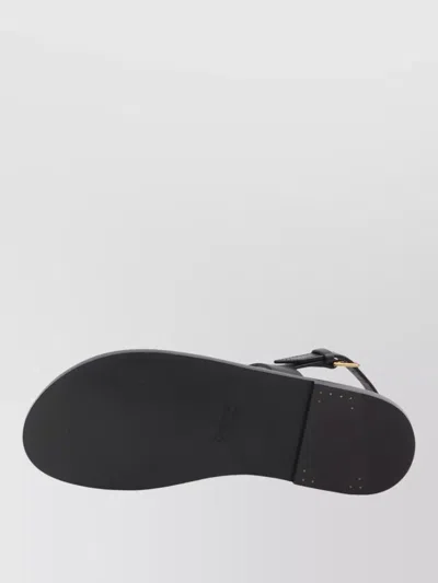 Saint Laurent Cassandra Logo Plaque Flat Sandals In Black