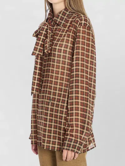 Saint Laurent Cassandre Oversized Wool Shirt Necktie In Multi