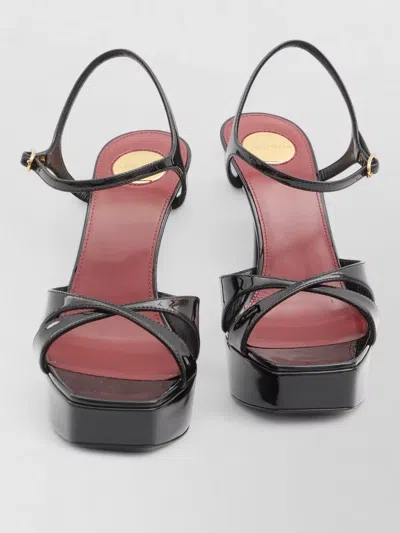 Saint Laurent Leather Platform Sandals Square Toe Stiletto In Multi