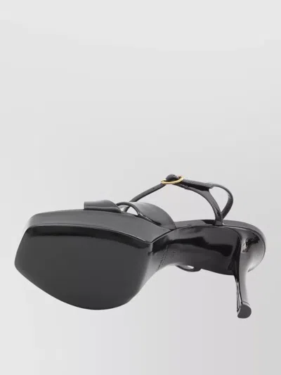 Saint Laurent Leather Platform Sandals Square Toe Stiletto In Multi