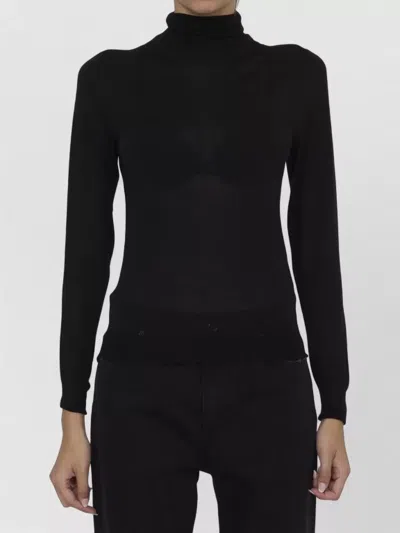Saint Laurent Wool Turtleneck Sweater Relaxed Fit In Black