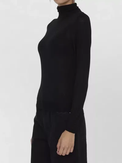 Saint Laurent Wool Turtleneck Sweater Relaxed Fit In Black
