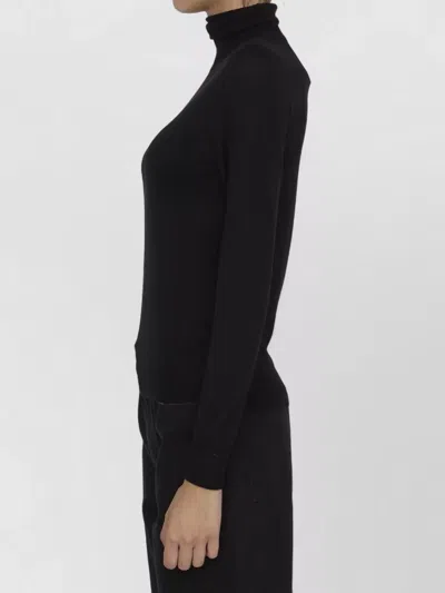 Saint Laurent Wool Turtleneck Sweater Relaxed Fit In Black