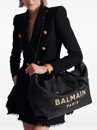 Balmain Track Rafia Tote