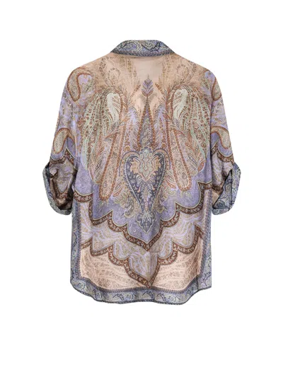 Zimmermann Wanderlust Multicolor Shirt With Classic Collar And All-over Print In Silk Woman In Multi