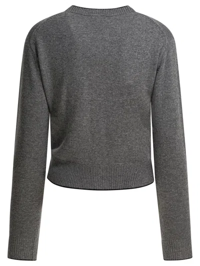Chloé Wool And Cashmere Cardigan With Logo Knitwear Grey In Gray