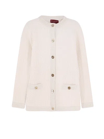 Gucci Wool And Cotton Blend Cardigan In White