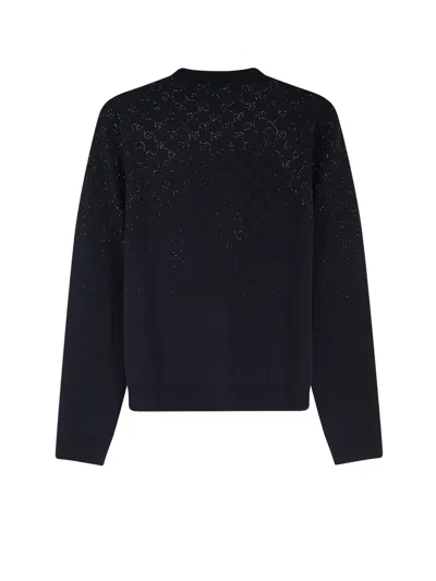 Gucci Women Wool And Viscose Cardigan With All-over Gg Logo In Black