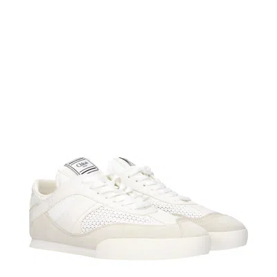 Chloé Chloe Women Sneakers Kick In Mesh E Pelle Scamosciata In White