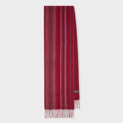 Paul Smith Trent Striped Wool Scarf In Brown