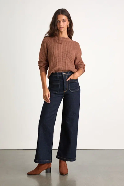 Just Black Halston Dark Wash Denim Wide-leg High-rise Jeans In Black